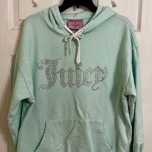 Juicy Couture Mint Green Rhinestone Logo Hoodie